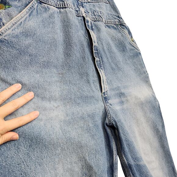 Oshkosh B'Gosh Mens Vintage Denim Bib Overalls Size 40X30 Blue Jean Destroyed - Picture 4 of 16